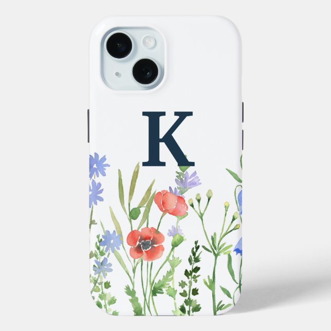 Watercolor Wildflower Monogram  Case-Mate iPhone Case (Back)