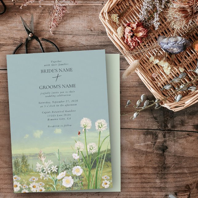 Watercolor Wildflower Mountain Landscape Wedding Invitation (Watercolor Wildflower Mountain Landscape Wedding Invitation)