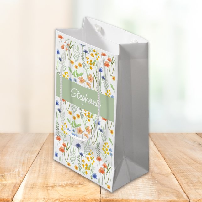 Watercolor Wildflower Name Small Gift Bag (Creator Uploaded)