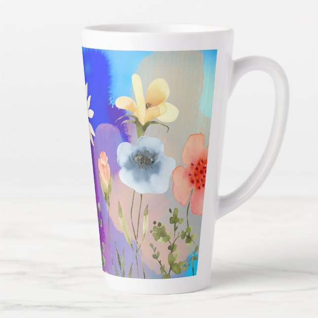 Watercolor Wildflower  natural Art Latte Mug (Right)