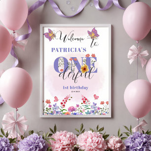 Watercolor Wildflower Onederful Birthday Welcome Poster