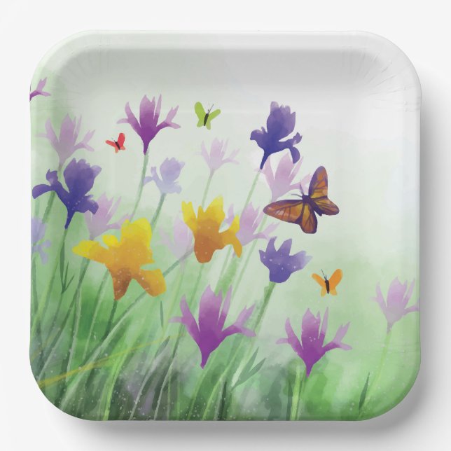 Watercolor Wildflower Paper Plate (Front)