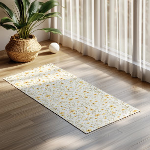 Watercolor Wildflower Pattern Boho Yellow Floral Yoga Mat