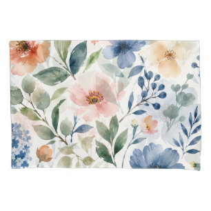 Watercolor Wildflower Pattern Modern Botanical Pillowcase