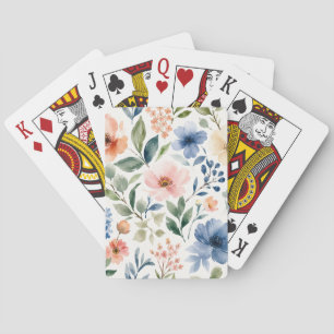 Watercolor Wildflower Pattern Modern Botanical Playing Cards
