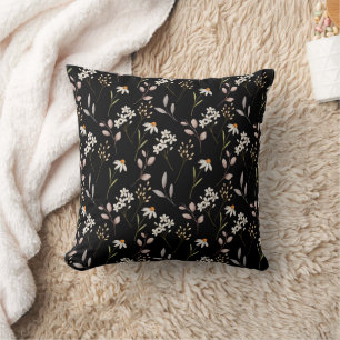  Watercolor WildFlower Pattern  Throw Pillow