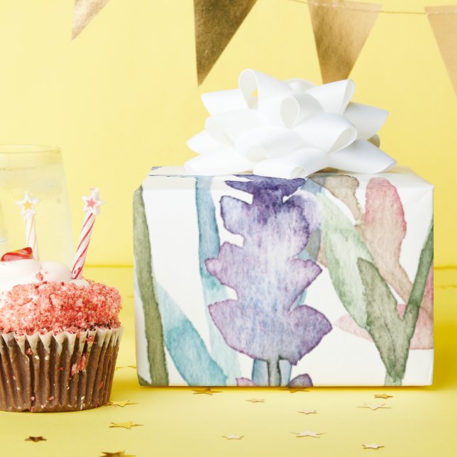 Watercolor Wildflower Pattern Wrapping Paper (Birthday Party)