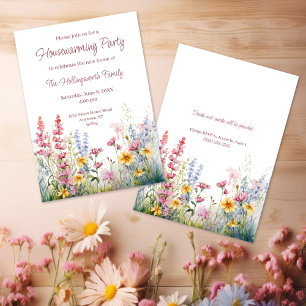Watercolor Wildflower Personalized Housewarming Invitation