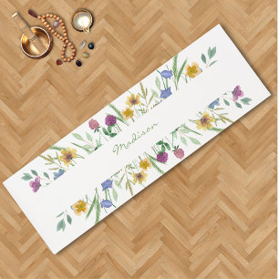 Watercolor Wildflower Personalized Yoga Mat