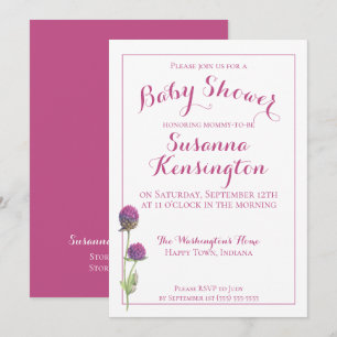 Watercolor Wildflower Pink Floral Baby Shower Invitation