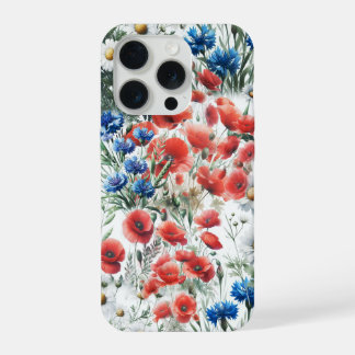 Watercolor Wildflower Poppy Daisy Botanical  iPhone 15 Pro Case