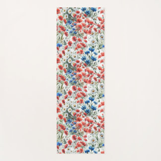 Watercolor Wildflower Poppy Daisy Yoga Mat