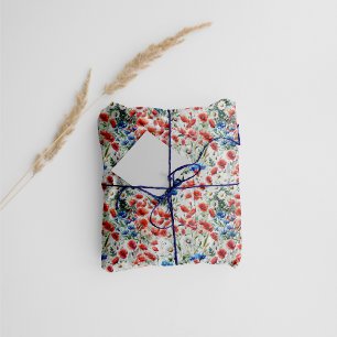 Watercolor Wildflower Poppy Tissue Paper Wrap