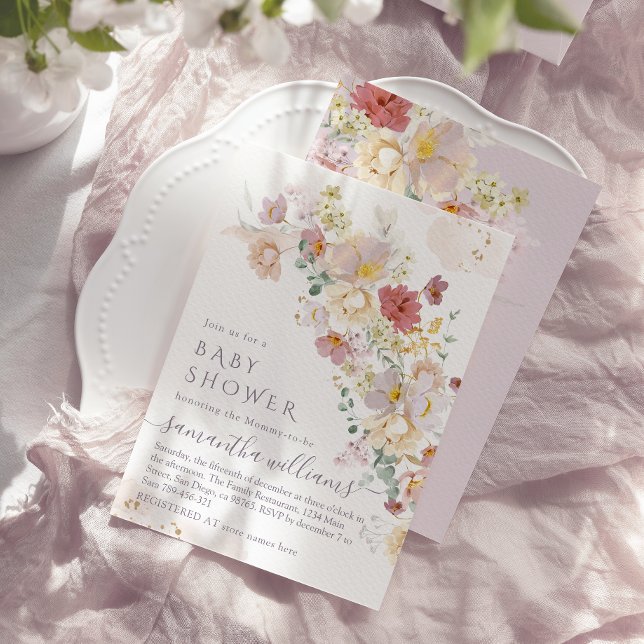 Watercolor Wildflower Purple Spring Baby Shower  Invitation (Creator Uploaded)