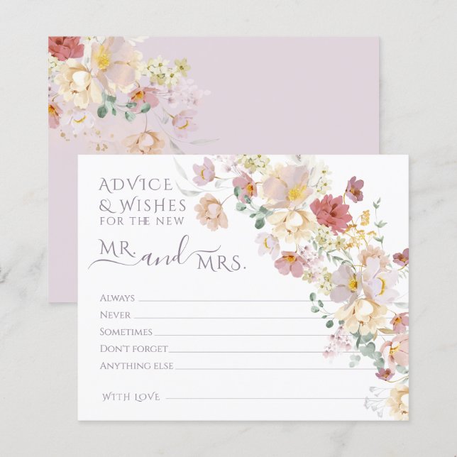 Watercolor Wildflower Purple Spring Bridal advice (Front/Back)