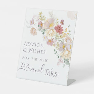 Watercolor Wildflower Purple Spring Bridal advice Pedestal Sign