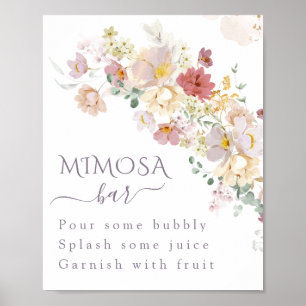 Watercolor Wildflower Purple Spring Bridal mimosa Poster