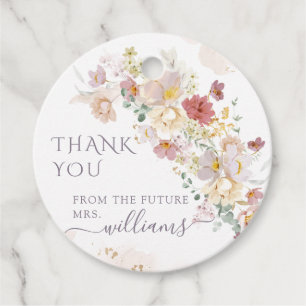 Watercolor Wildflower Purple Spring Bridal Shower Favour Tags