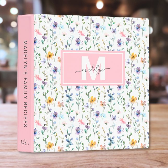 Watercolor Wildflower Recipes Binder (Watercolor Wildflower Recipes 3 ring binder)