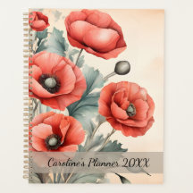 Watercolor Wildflower Red Poppies Summer