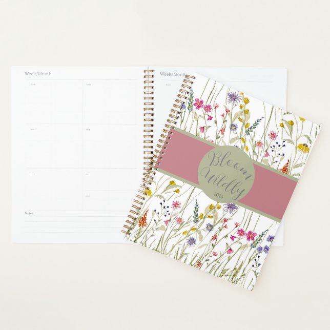 Watercolor Wildflower Rose and Sage Bloom Wildly Planner (Display)
