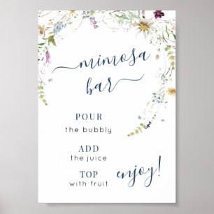 Watercolor Wildflower Script Mimosa Bar Sign