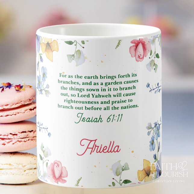Watercolor Wildflower Scripture Personalized Coffee Mug (Creator Uploaded)