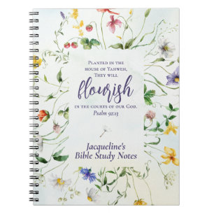 Watercolor Wildflower Scripture Personalized Notebook