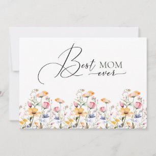 Watercolor Wildflower Spring Meadow Best Mom Ever Holiday Card