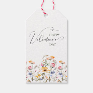 Watercolor Wildflower Spring Meadow Valentines Day Gift Tags