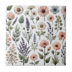 Watercolor Wildflower Spring & Summer Decor Tile