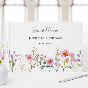 Watercolor Wildflower Spring Summer Wedding Guest Book