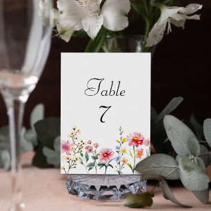 Watercolor Wildflower Spring Summer Wedding Table Number