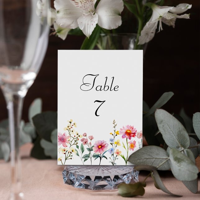 Watercolor Wildflower Spring Summer Wedding Table Number (Creator Uploaded)