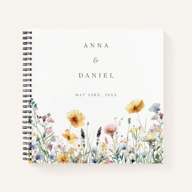Watercolor Wildflower Spring Wedding Guest Book (Front)