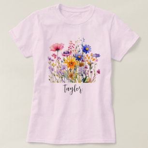  Watercolor Wildflower  T-Shirt