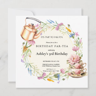 Watercolor Wildflower    Tea Party Invitation