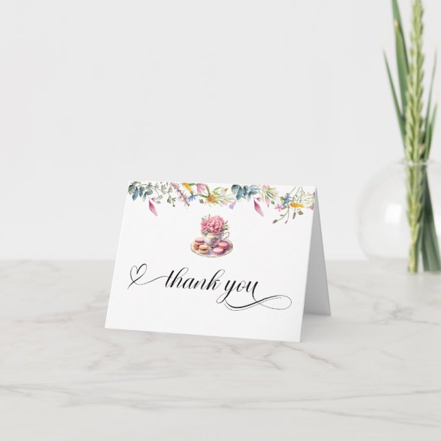 Watercolor Wildflower |  Tea Party Thank You Card (Front)