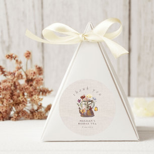 Watercolor Wildflower Tea Party Thank You Classic Round Sticker