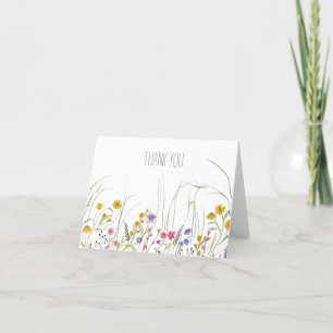 Watercolor Wildflower Thank You Card- Blank Inside Card