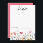 Watercolor Wildflower Wedding Advice Card<br><div class="desc">This design features a row of brightly coloured spring wildflowers. Perfect for whimsical spring weddings.</div>