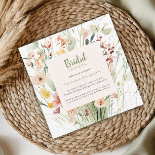 Watercolor Wildflower Wedding Bridal Shower Invitation