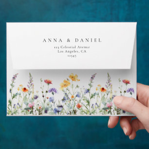 Watercolor Wildflower Wedding Envelope