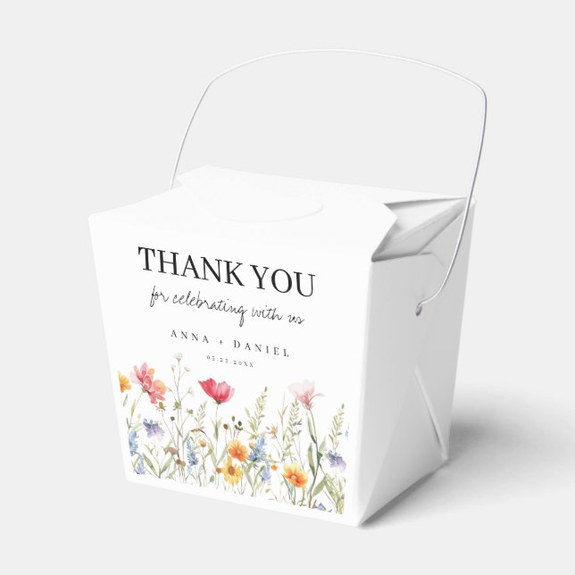 Watercolor Wildflower Wedding Favour Boxes (Front Side)