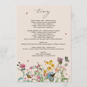 Watercolor Wildflower Wedding  Itinerary Program