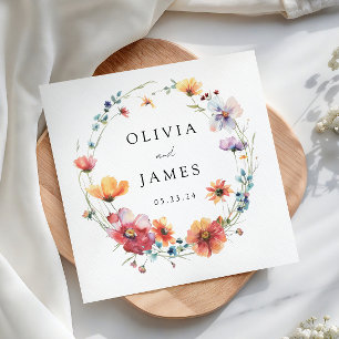 Watercolor Wildflower Wedding Napkin