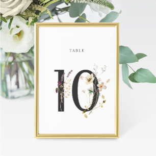 Watercolor Wildflower Wedding Table Number 10