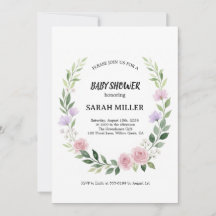 Watercolor Wildflower Wreath Baby Shower