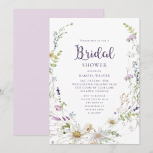 Watercolor Wildflower Wreath Bridal Shower Invitation
