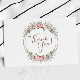 Watercolor Wildflower Wreath Thank You Card